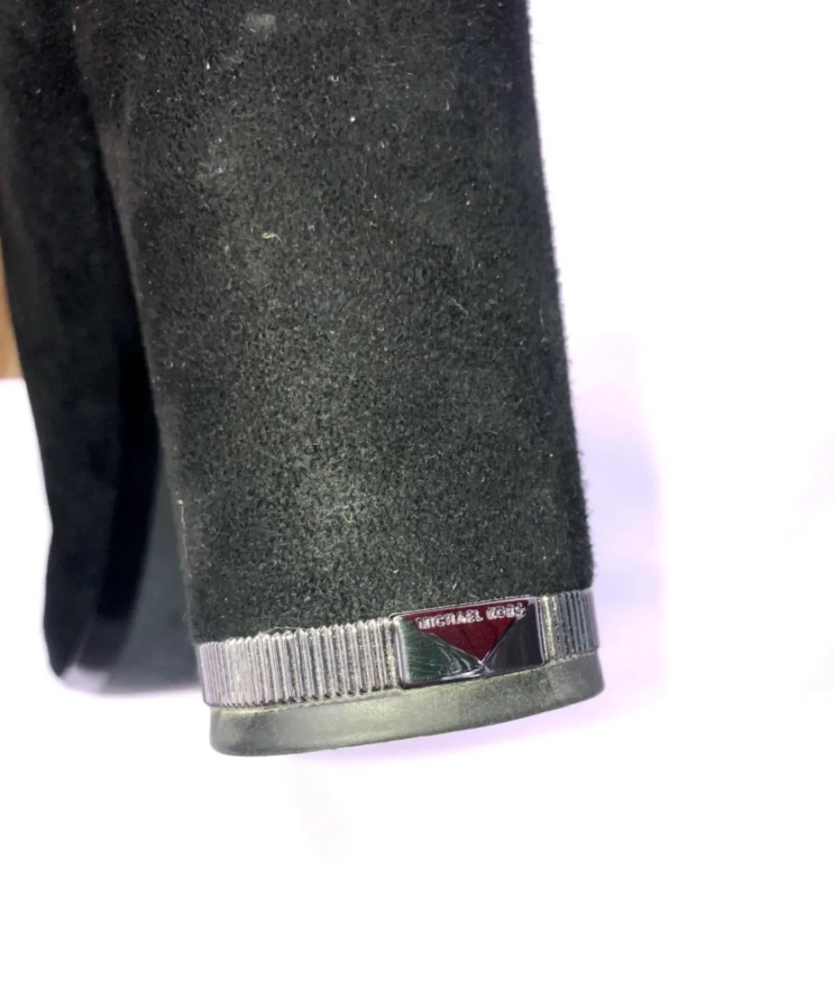 Michael Kors Black Suede Pump Chunky Heel, Size 8 image indicator(6)