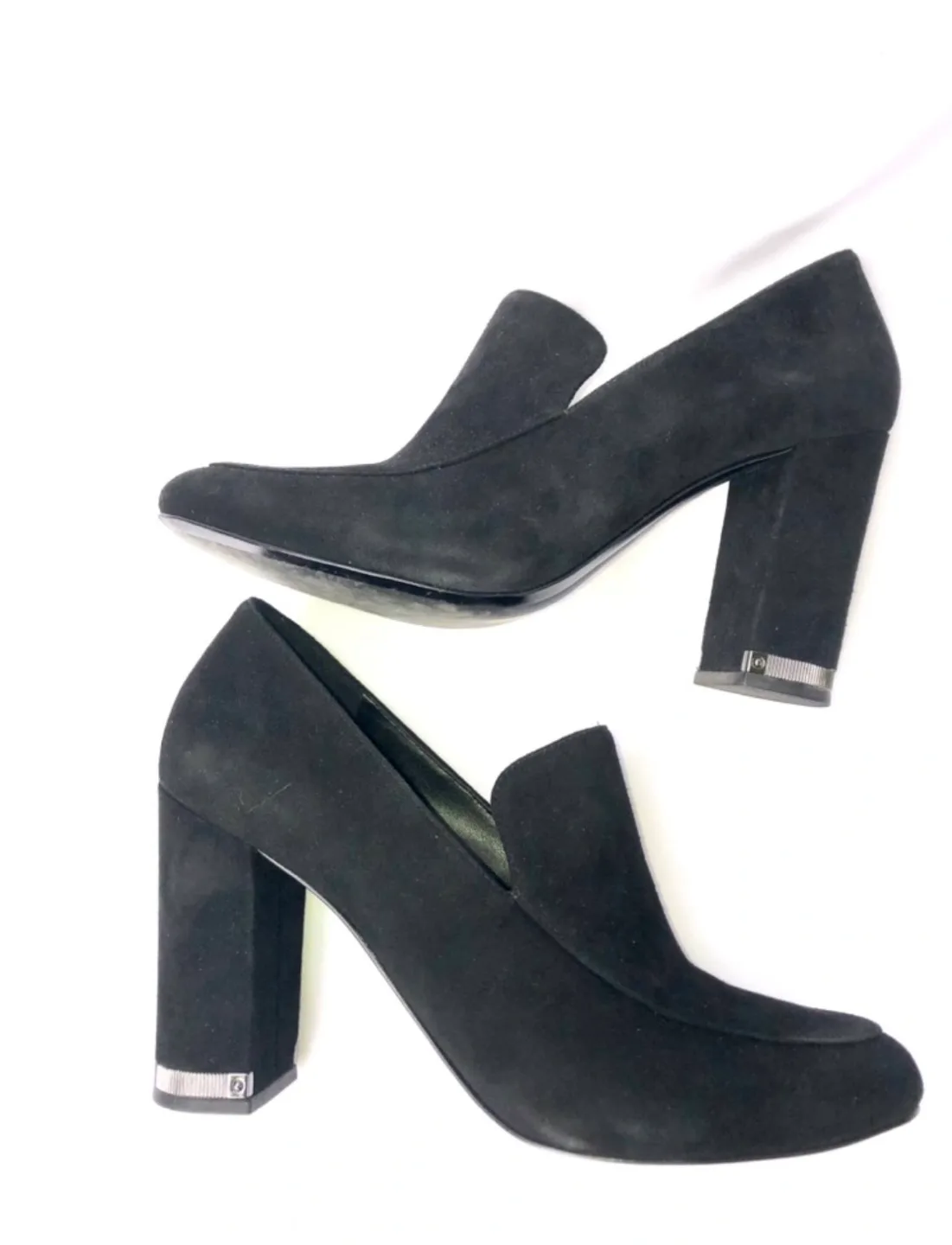 Michael Kors Black Suede Pump Chunky Heel, Size 8 image indicator(7)