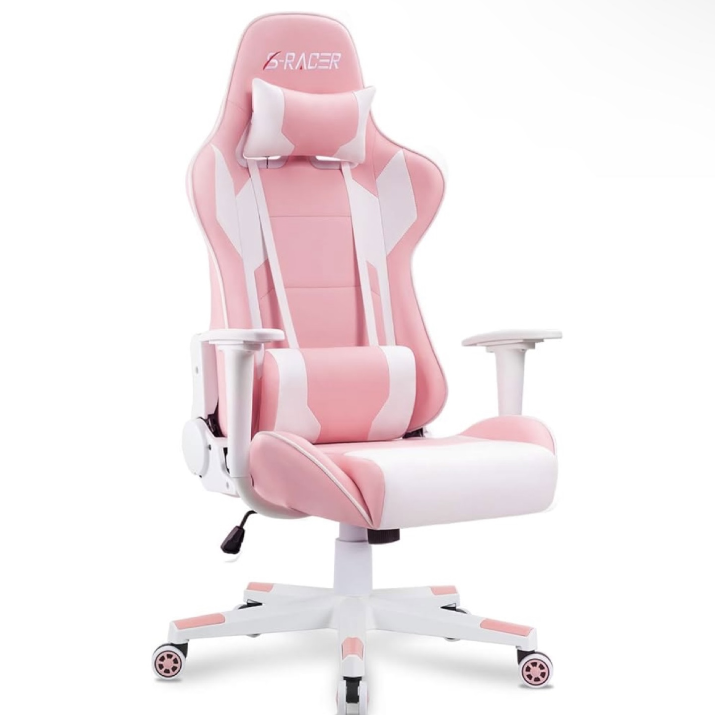 HOMALL Racer Series Pink and White Gaming Chair