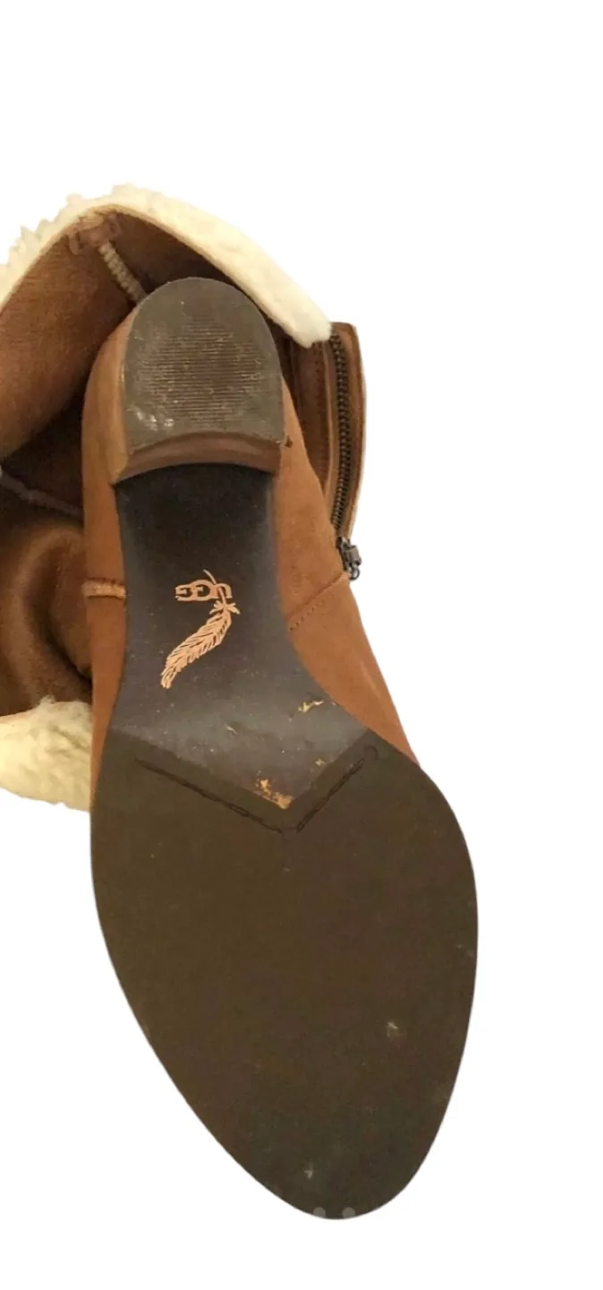UGG Brown Suede Booties with Faux Fur, Size 9 image indicator(8)