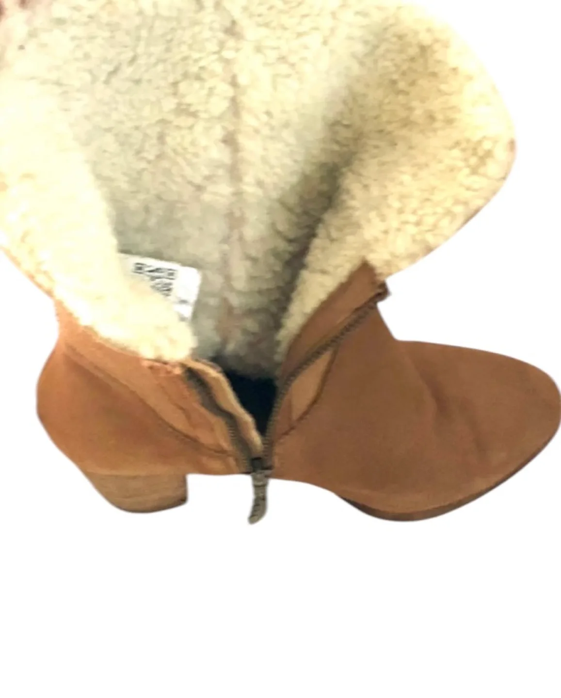 UGG Brown Suede Booties with Faux Fur, Size 9 image indicator(4)