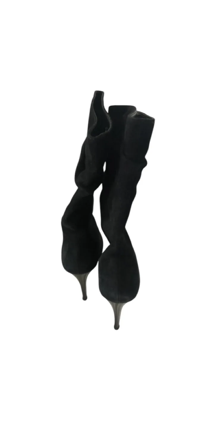 Black Suede Slouch Boots, Size 8 image indicator(3)