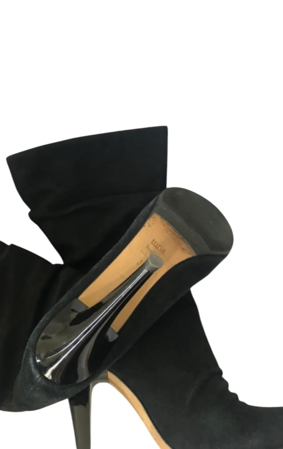 Black Suede Slouch Boots, Size 8 image indicator(4)