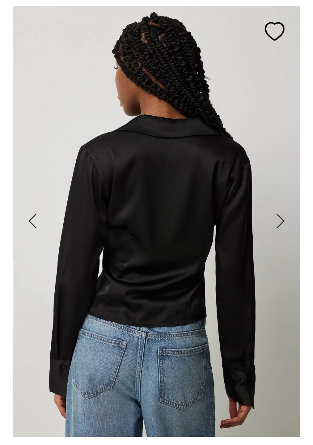 NEW WITH TAG black satin tie up longsleeve size medium image indicator(2)