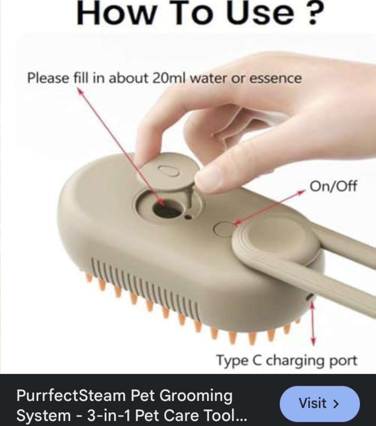3-in-1 Pet Grooming System Electric Spray Massage Comb - photo 4