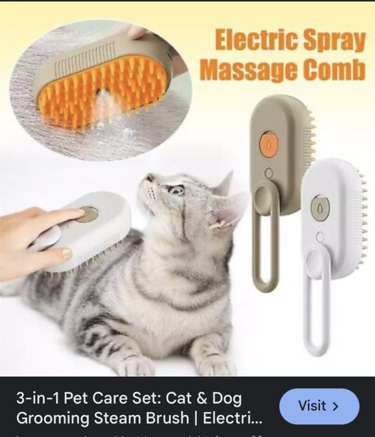 3-in-1 Pet Grooming System Electric Spray Massage Comb - photo 5