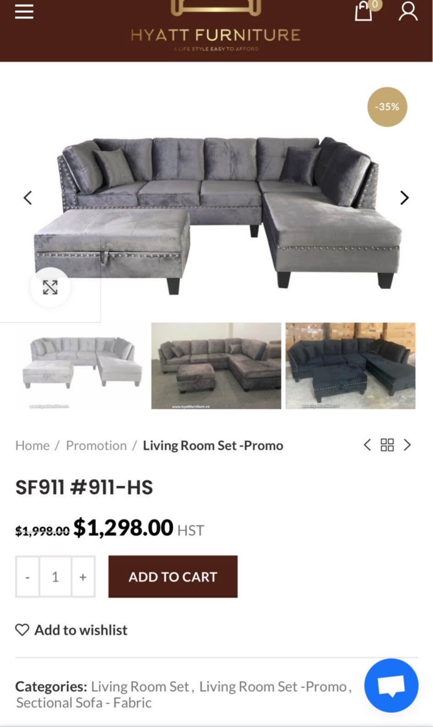 Hyatt Furniture Sectional Sofa with Ottoman - Grey Velvet - photo 5