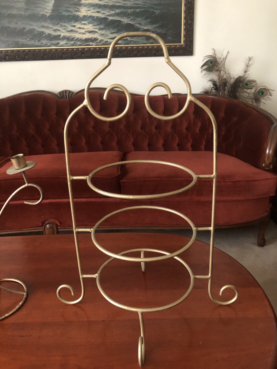Gold Metal Three-Tiered Serving Stand