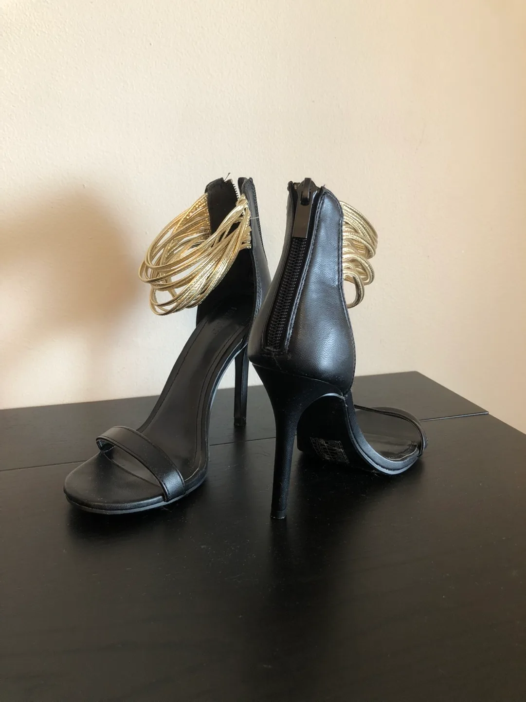 Black and Gold High Heel Sandals thumbnail