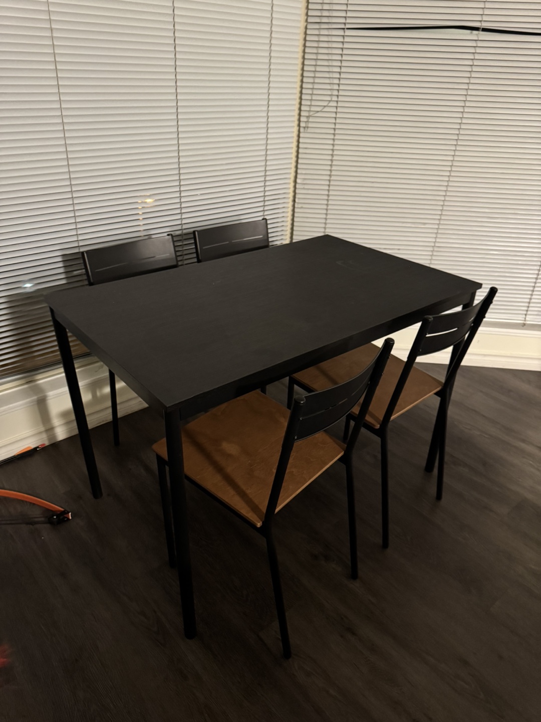 Black Dining Table Set with Four Chairs