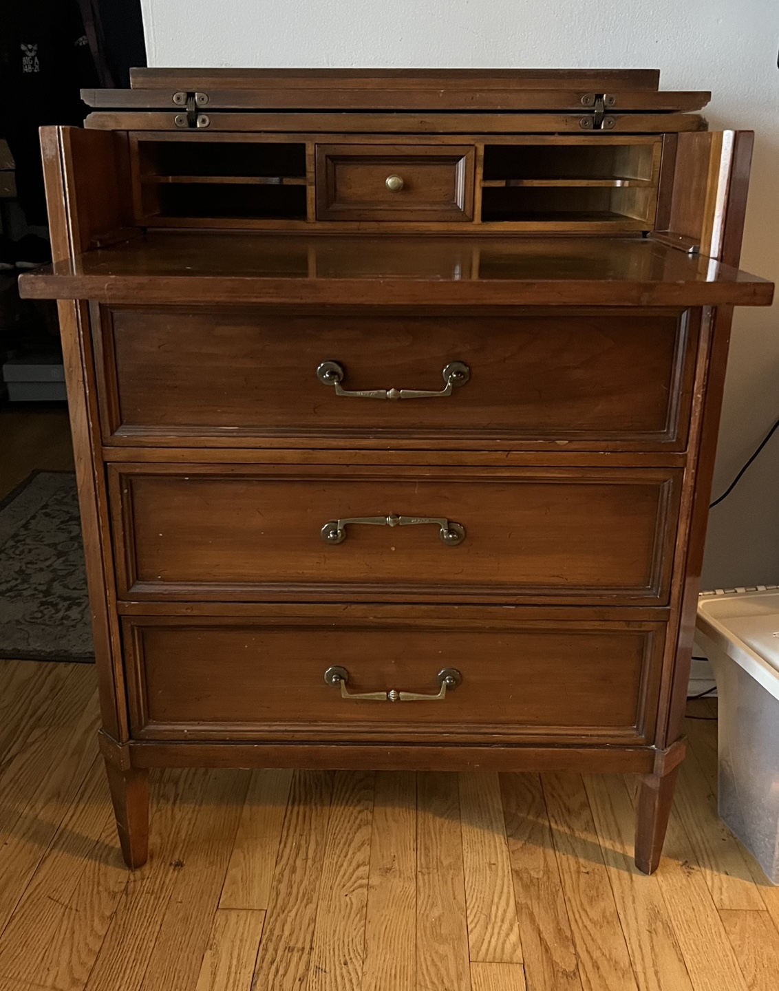 Vintage Wooden Secretary Desk with Four Drawers - photo 2