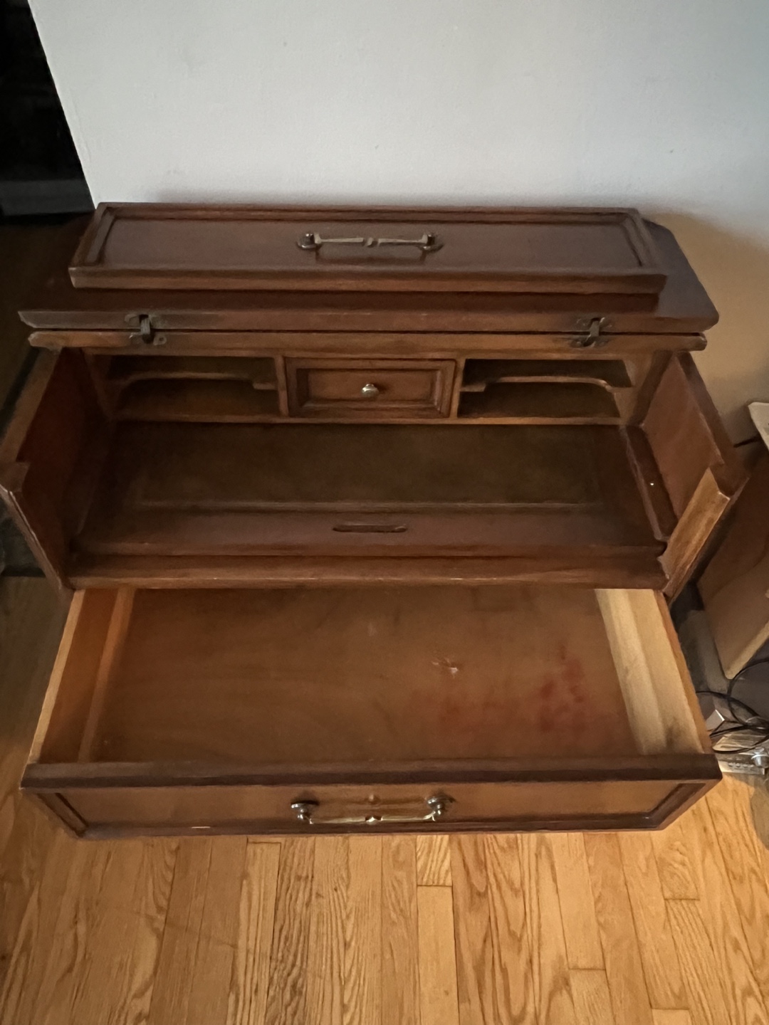 Vintage Wooden Secretary Desk with Four Drawers - photo 4