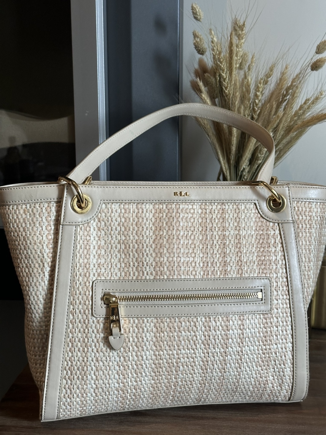 Lauren Ralph Lauren Raffia Tote Bag