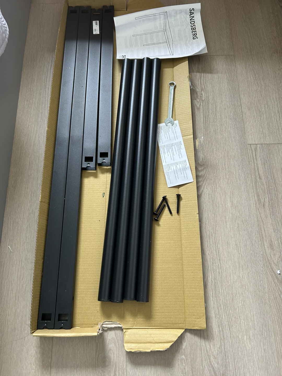 SANDBERG Unassembled Black Metal Table Legs
