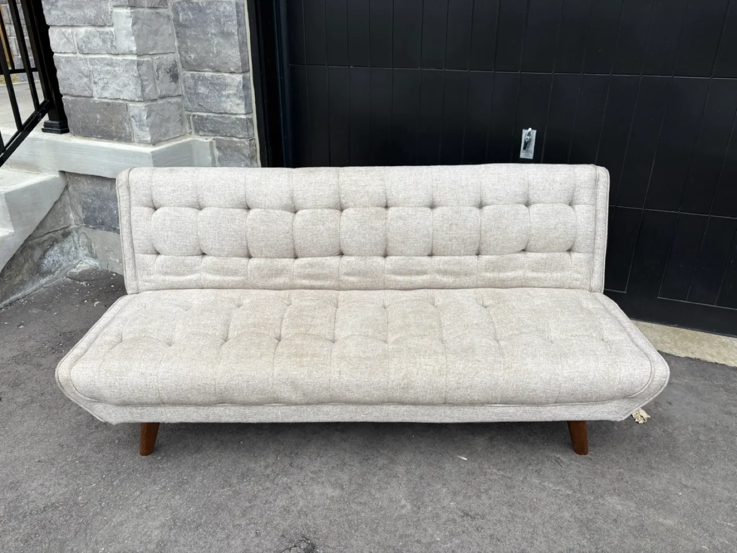 FREE DELIVERY✅• BEIGISH CREAM FUTON / COUCH / SOFA BED thumbnail