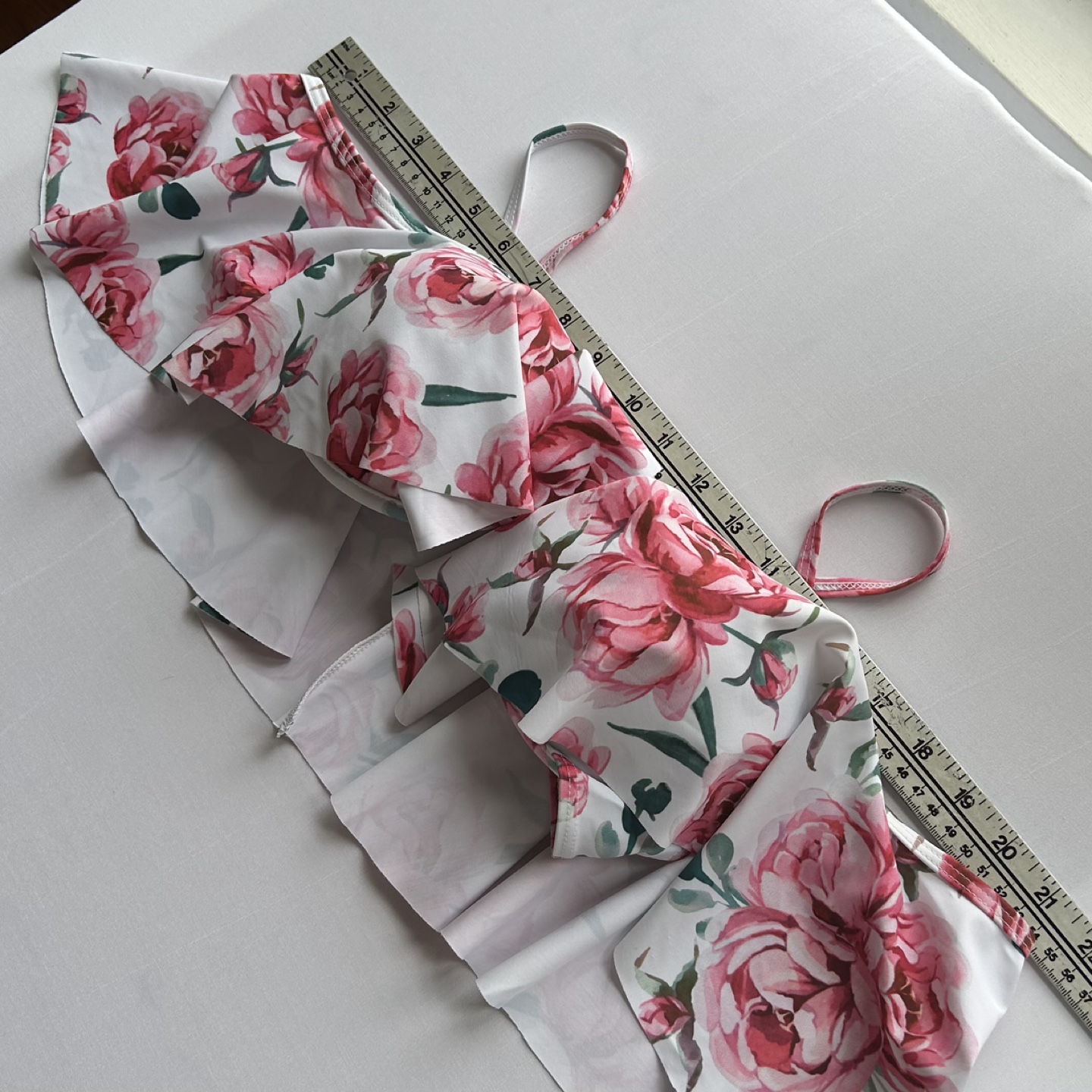 PatPat Floral Underwire Bikini Swimsuit Top Ruffle Sleeves Sz L - photo 3