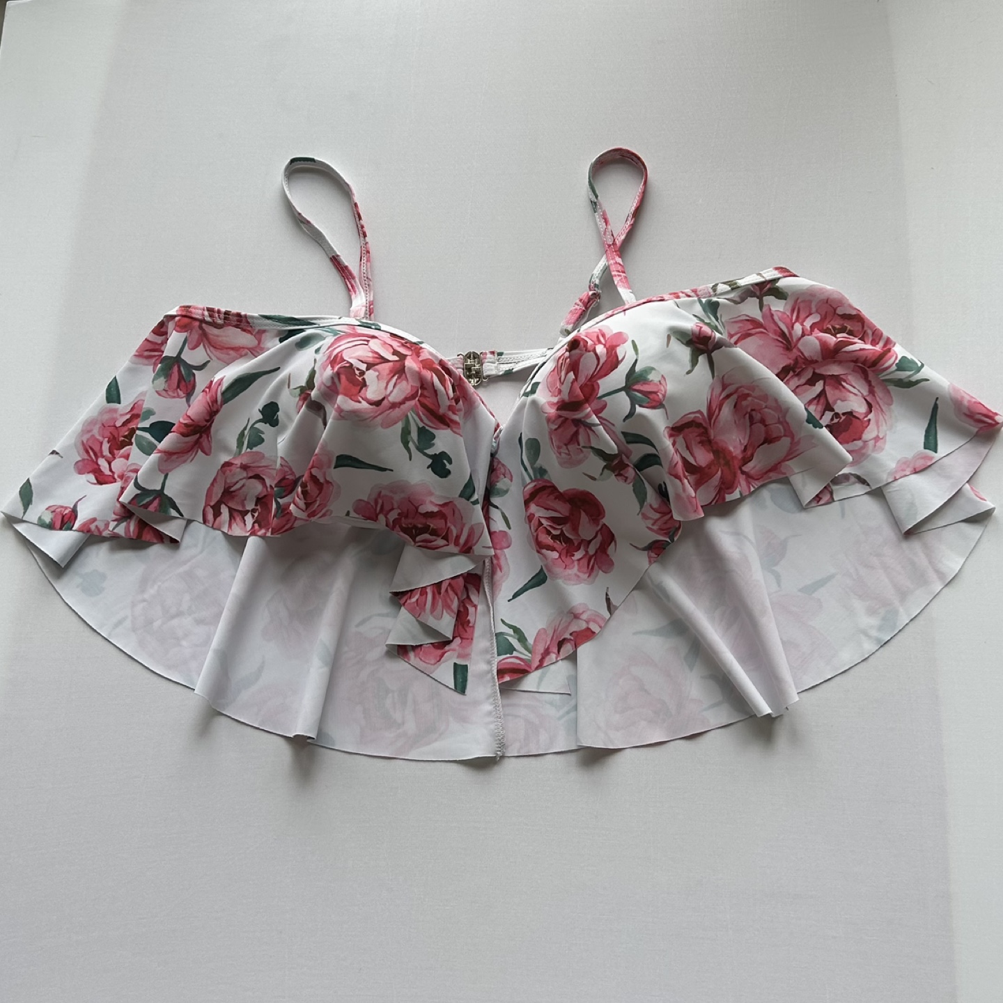 PatPat Floral Underwire Bikini Swimsuit Top Ruffle Sleeves Sz L