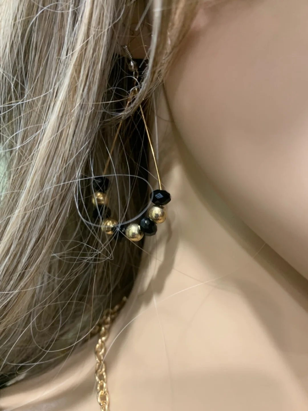 Elegant Black Brocade Dress with Belt image indicator(9)