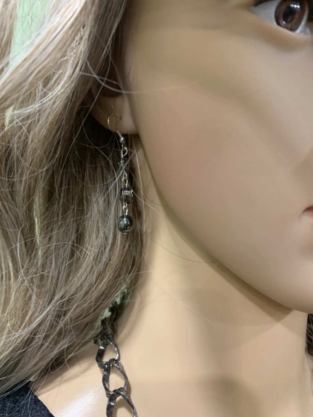 Elegant Black Brocade Dress with Belt image indicator(10)