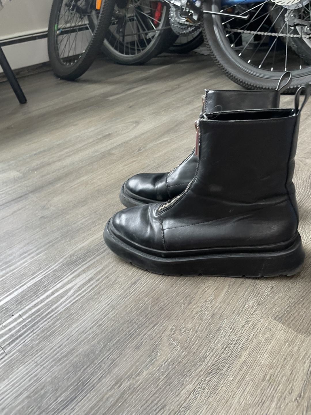 Zara Black Leather Zip-Up Boots - Size 37 - photo 2