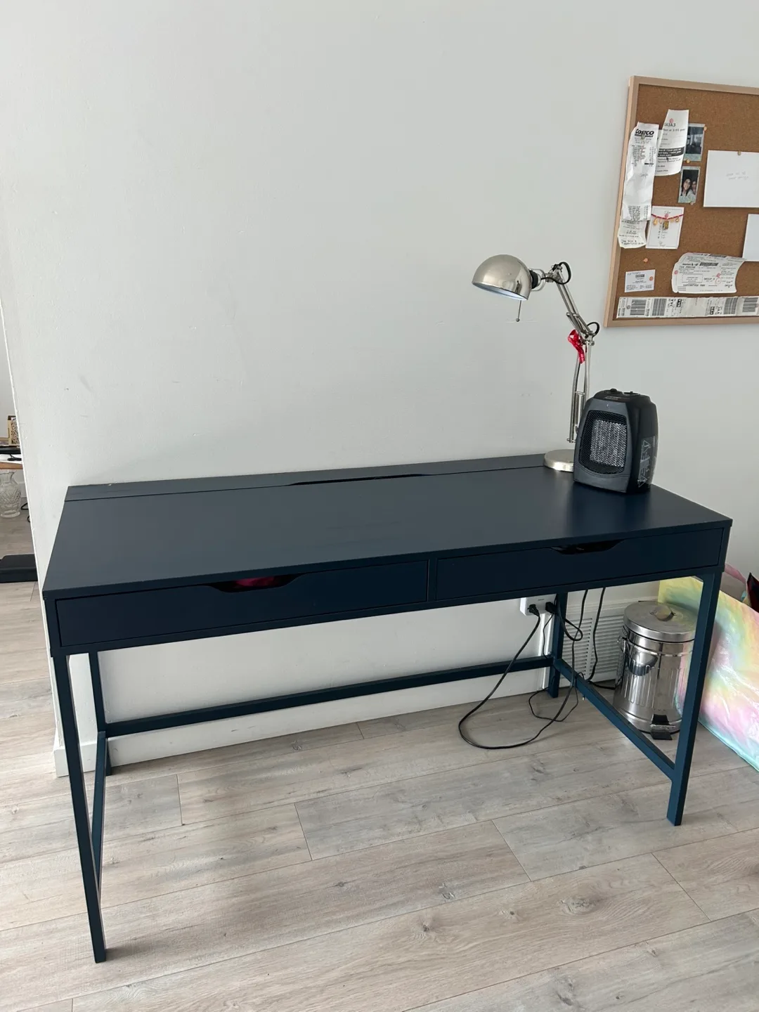 Dark Blue Desk with Two Drawers thumbnail