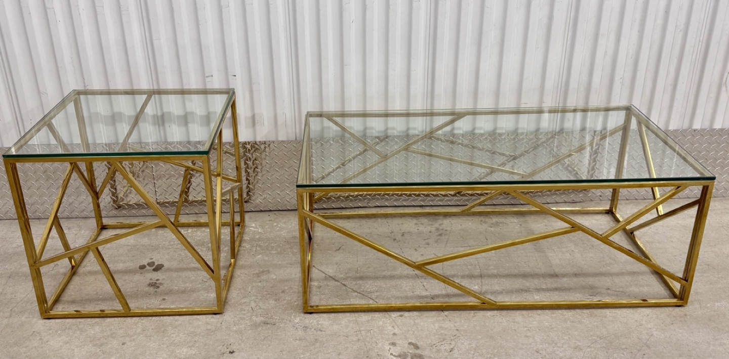 Carole 2 Coffee Table Glass Gold.