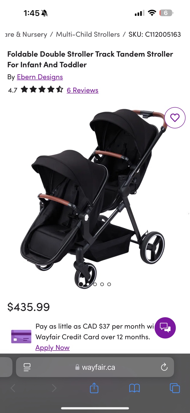 Ebern Designs Foldable Double Stroller