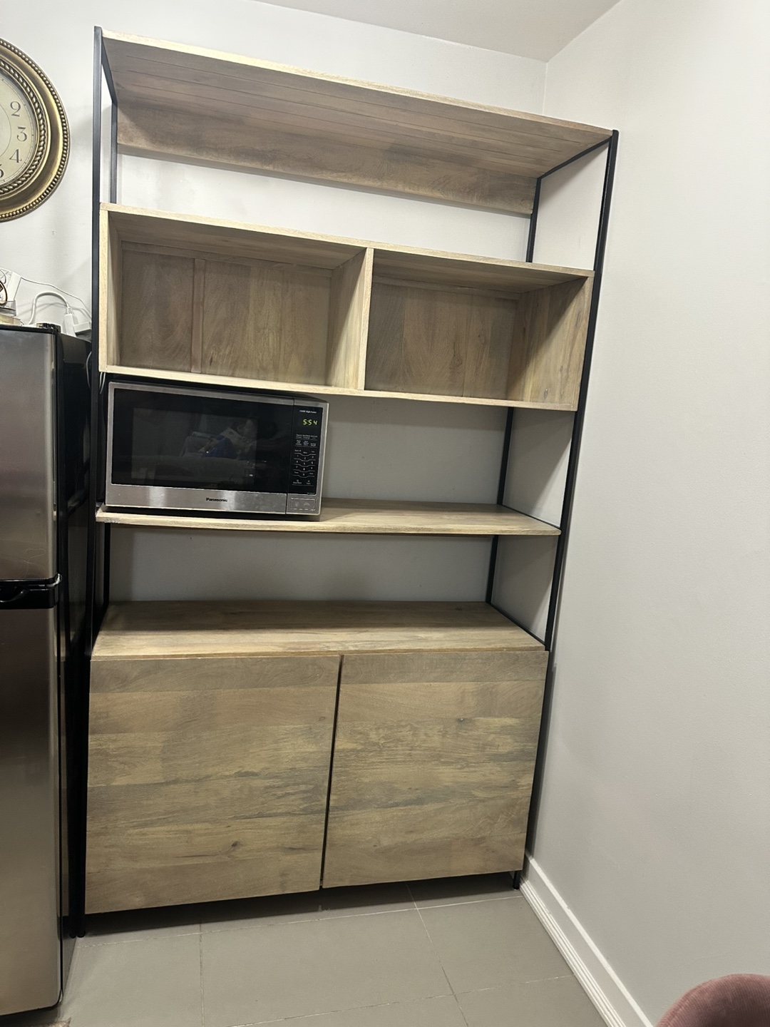Wooden Shelving Unit with Cabinet
