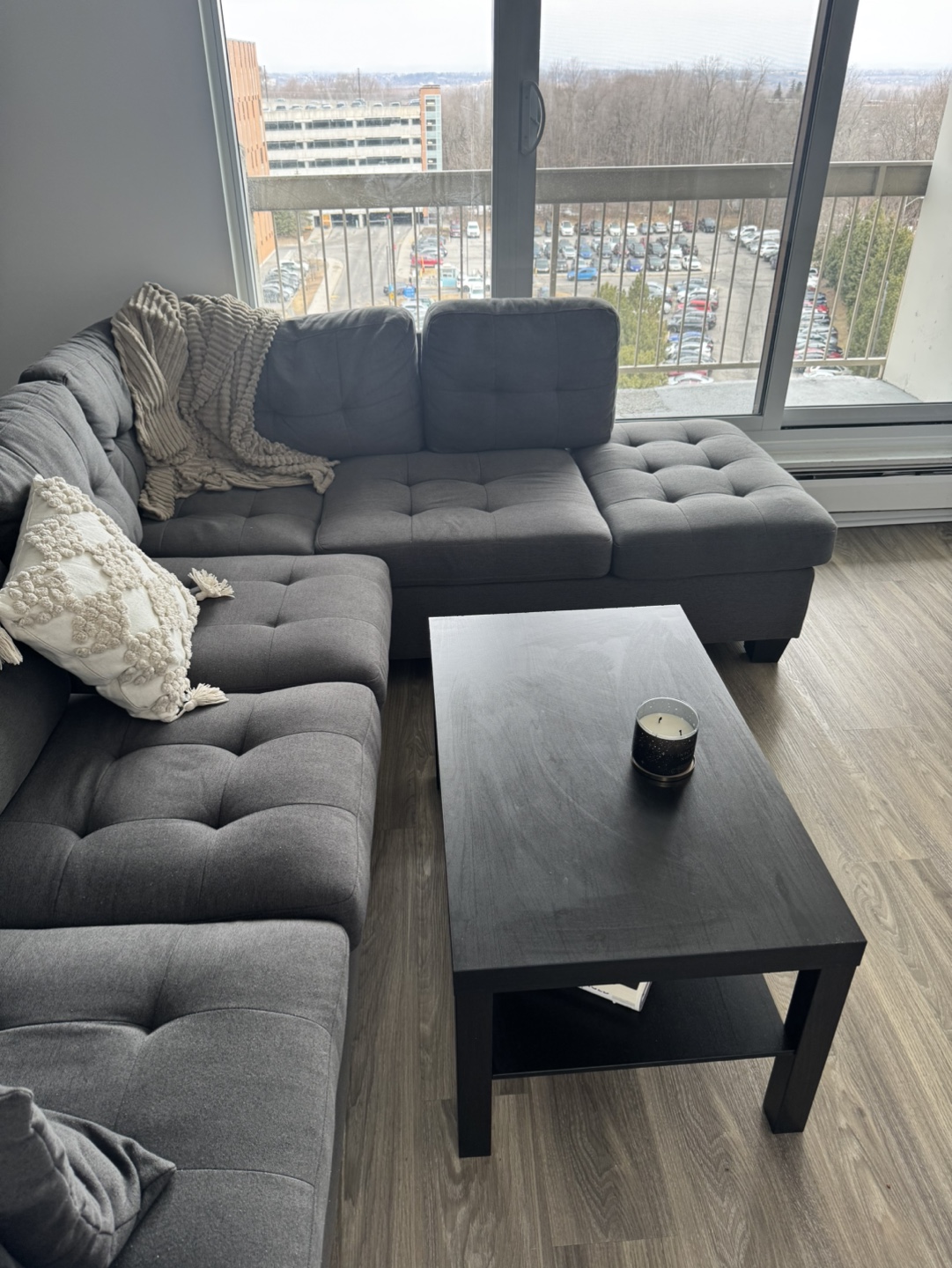 Grey L-Shaped Sectional Sofa - photo 2