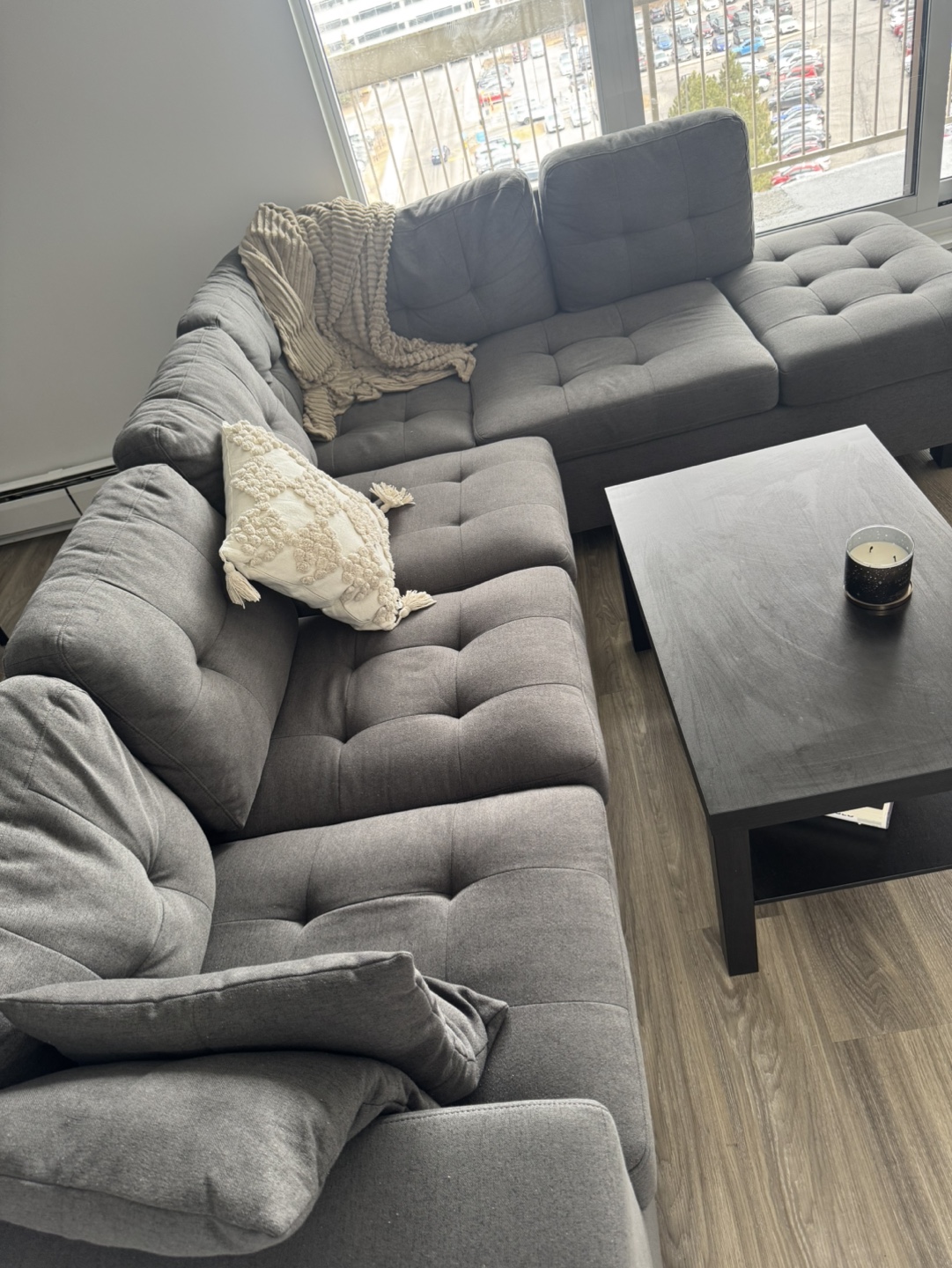 Grey L-Shaped Sectional Sofa