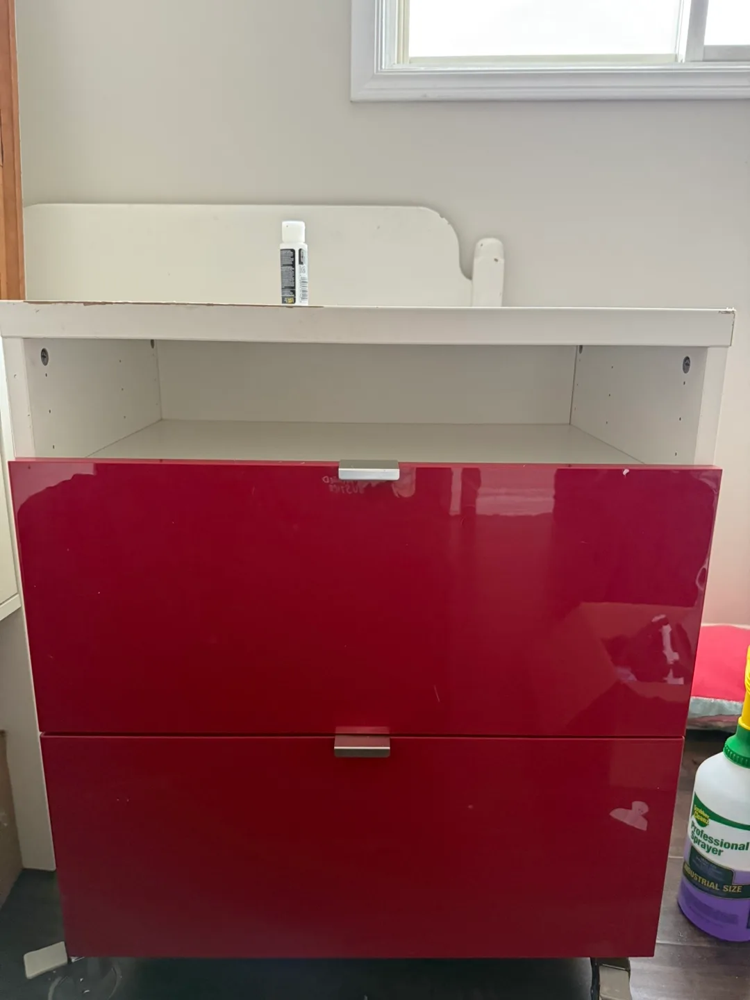 IKEA Red and White Two-Drawer Chest on Casters image indicator(2)