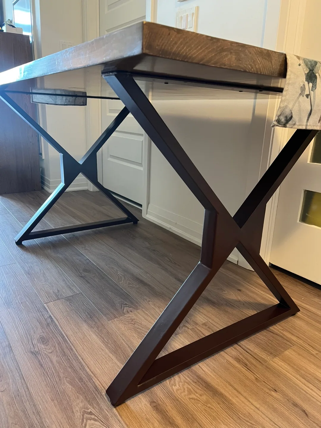 Rustic Farmhouse Dining Table with Metal Legs image indicator(5)