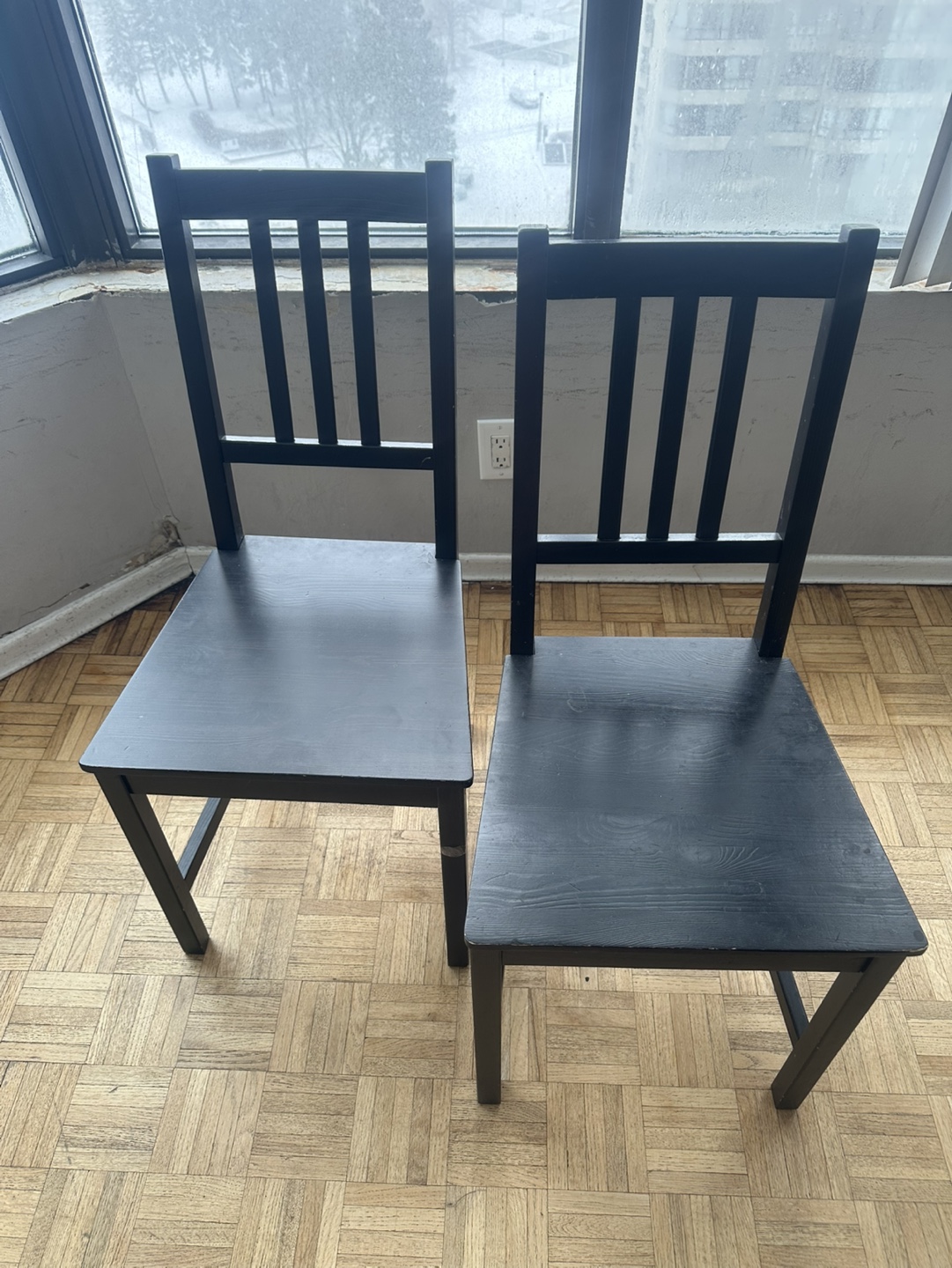 Pair of Black Wooden Dining Chairs