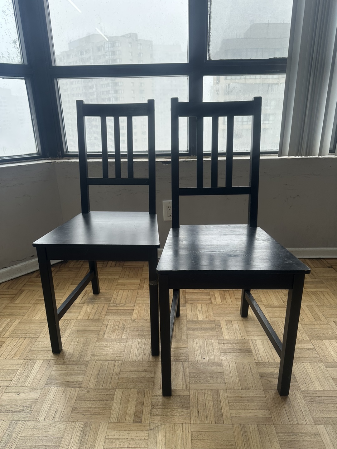 Pair of Black Wooden Dining Chairs - photo 2
