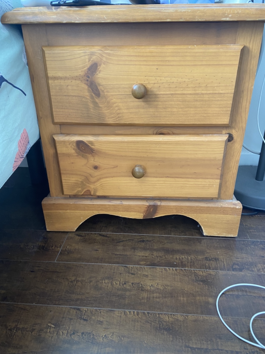 Wooden Two-Drawer Nightstand
