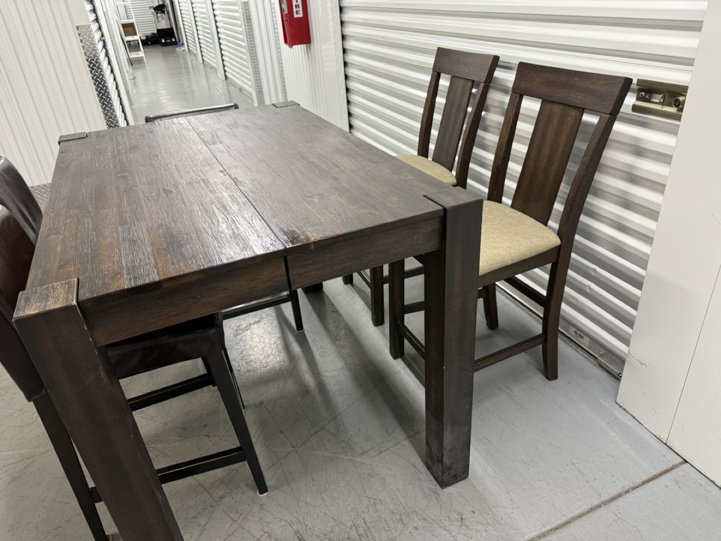 5-Piece Dark Wood Kitchen Table Set with Bar Stools - photo 4