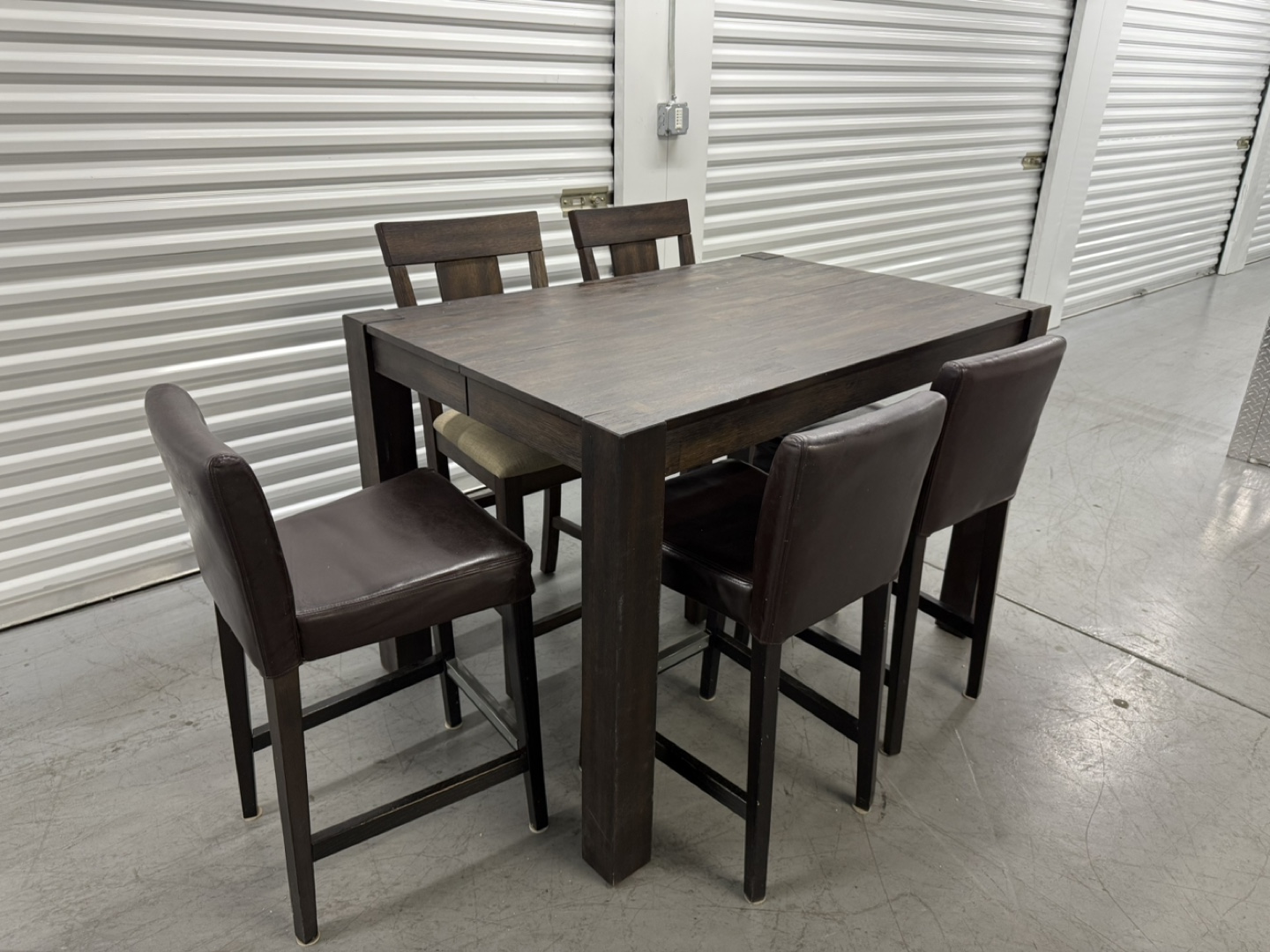 5-Piece Dark Wood Kitchen Table Set with Bar Stools - photo 3