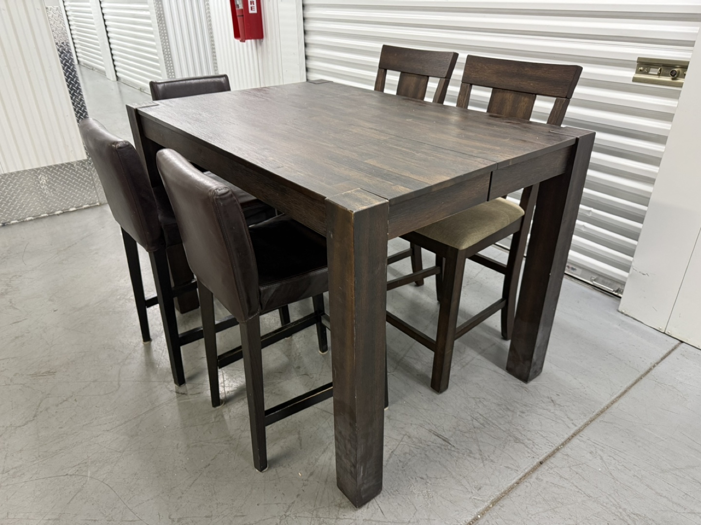 5-Piece Dark Wood Kitchen Table Set with Bar Stools - photo 2