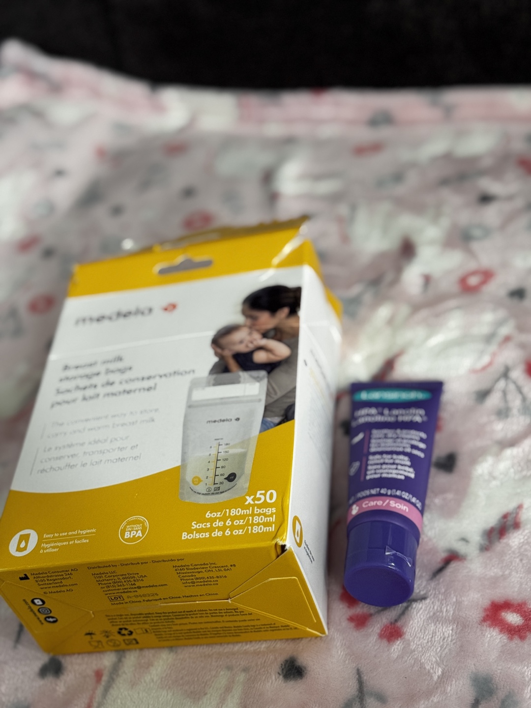 Medela Breast Milk Storage Bags and Lansinoh Lanolin