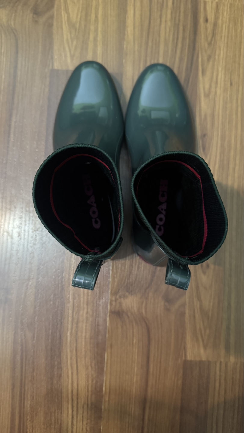 NEW Coach Women's Dark Green Rain Boots - photo 4