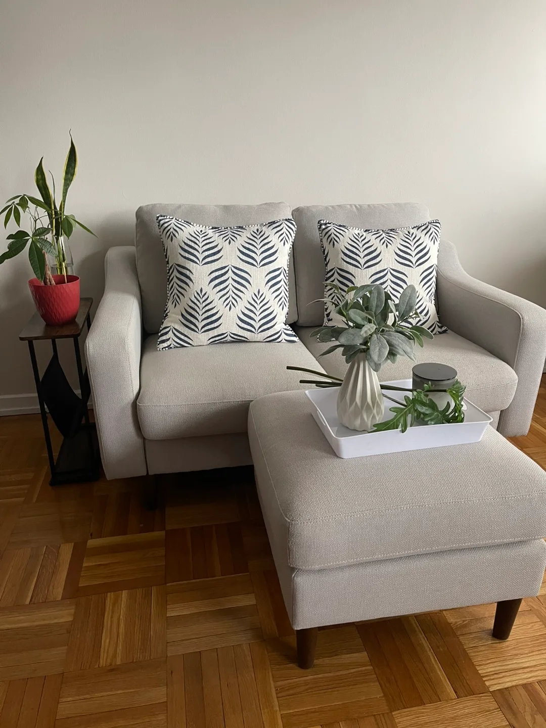 THE COZEY - 2-SEATER WITH OTTOMAN IN SAND thumbnail