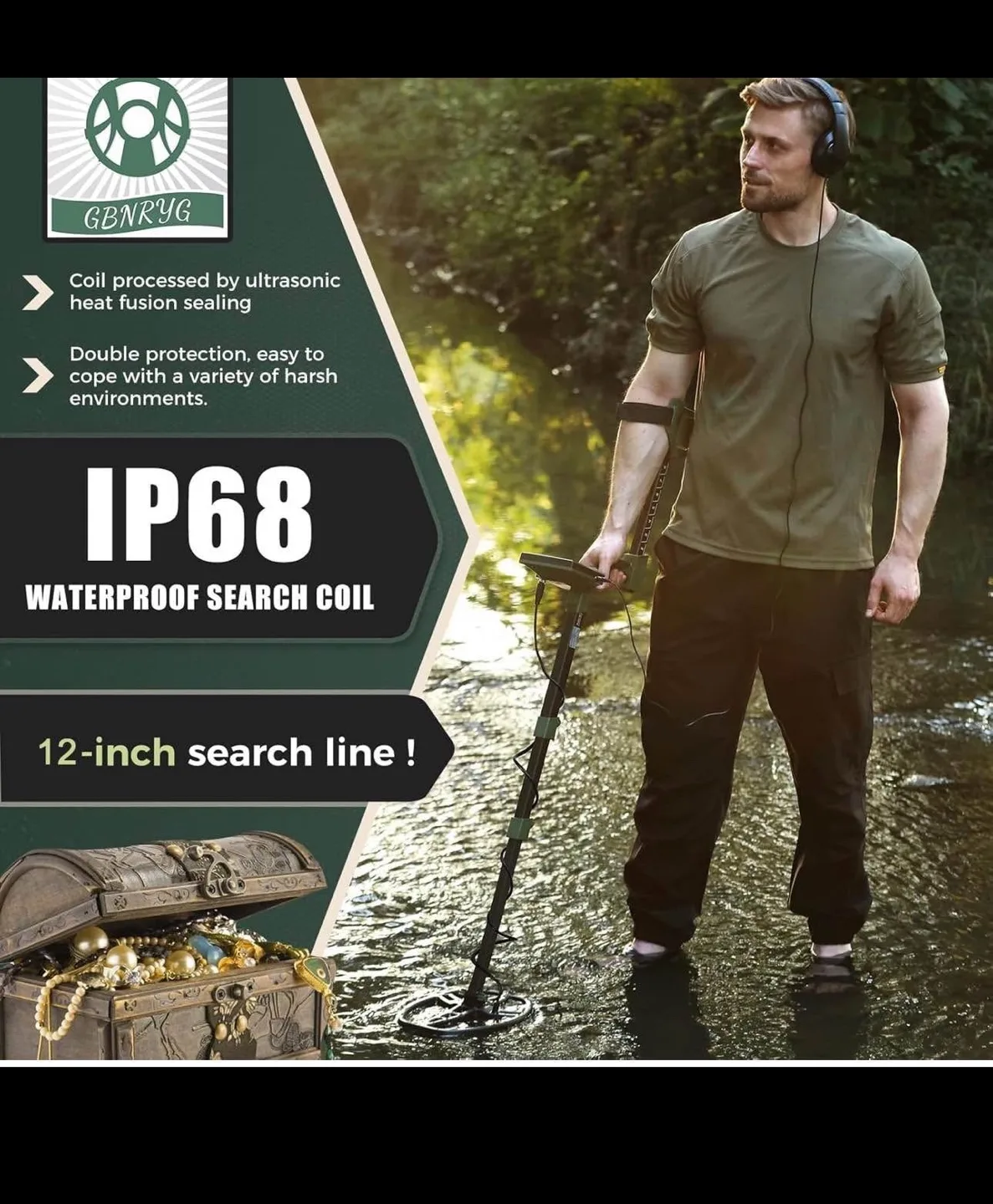 Metal Detector Adults ,Teens-12”IP68 Waterproof search coil image indicator(5)