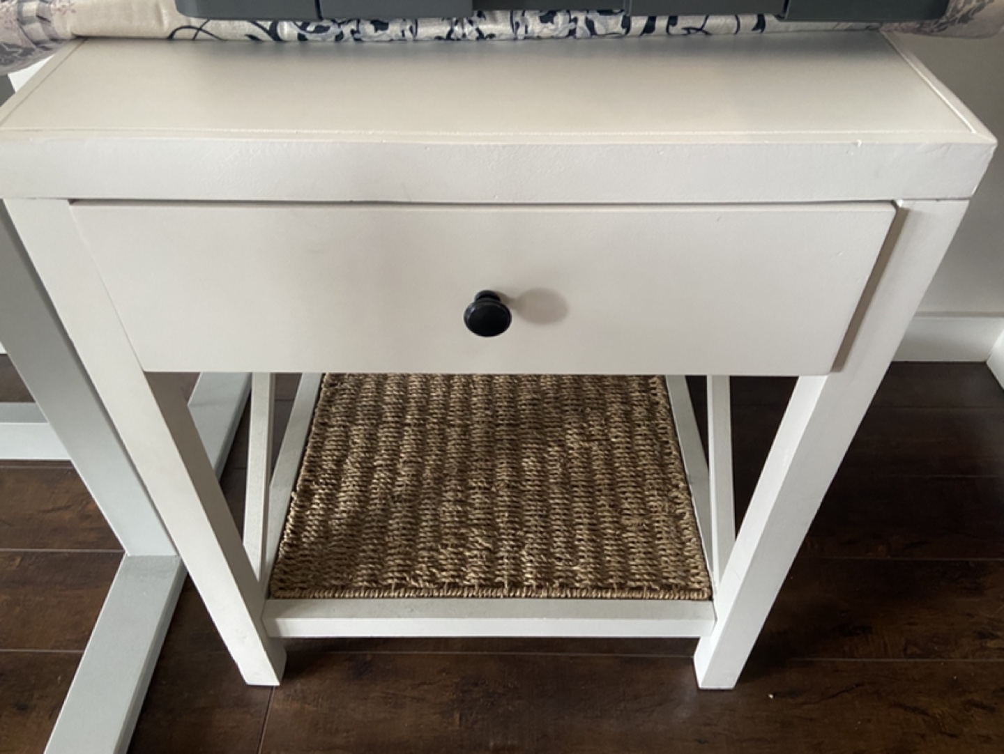 White Nightstand with Drawer and Shelf - photo 3