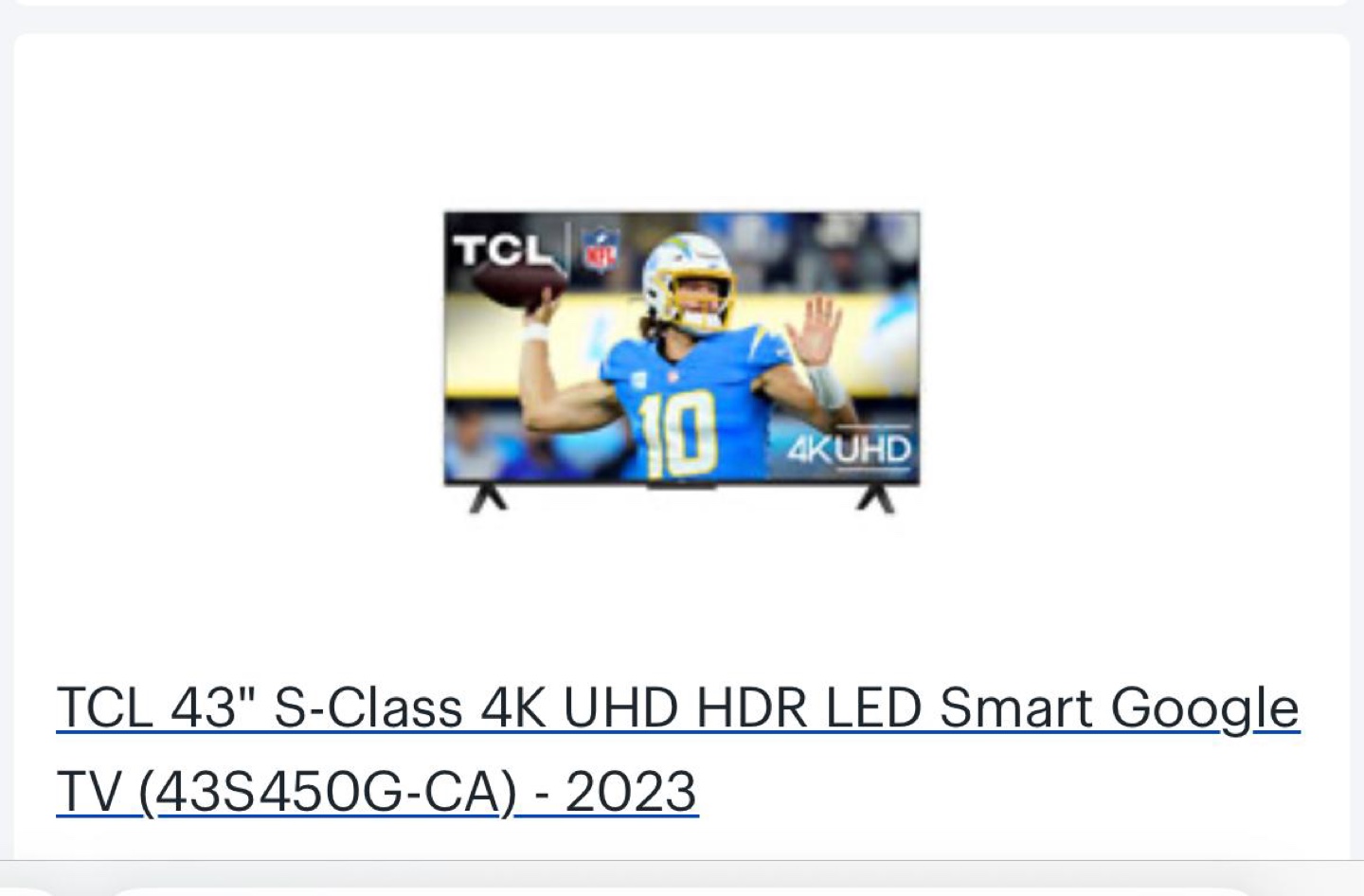 TCL 43" S-Class 4K UHD HDR LED Smart Google TV