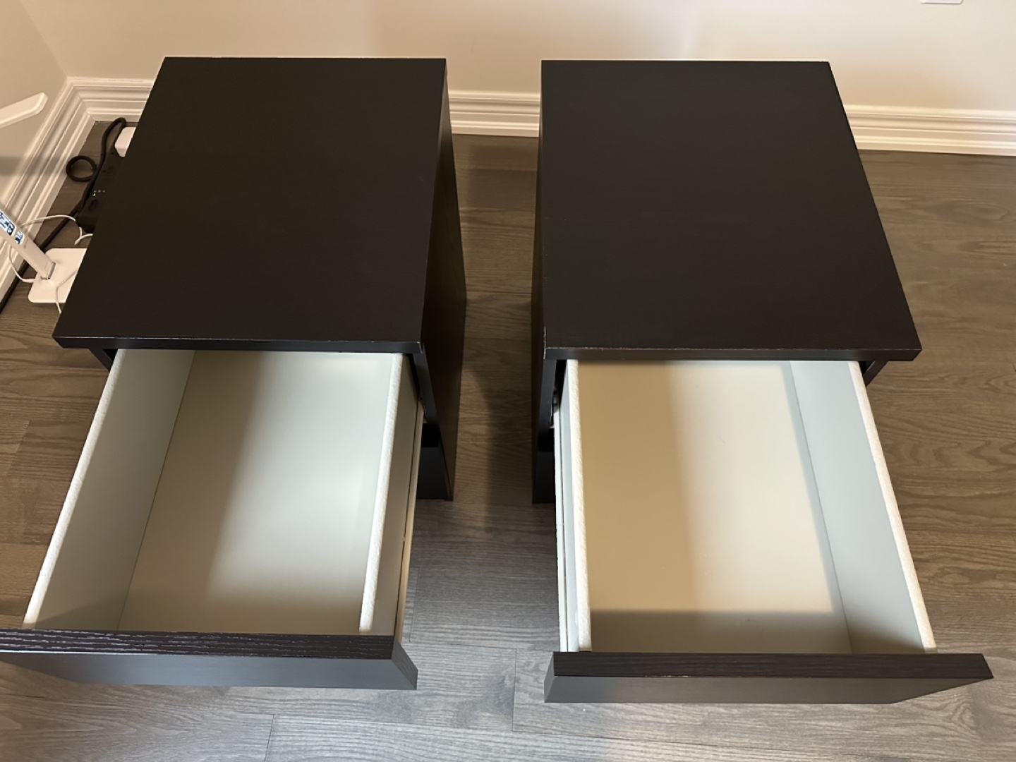 Pair of IKEA MALM Black-Brown Two-Drawer Nightstands - photo 4
