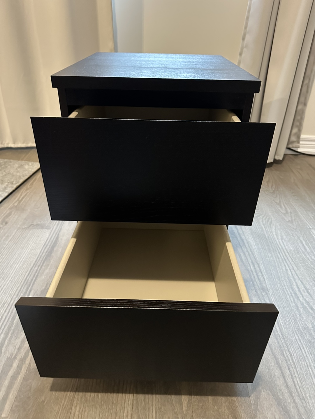 Two IKEA Malm Nightstands