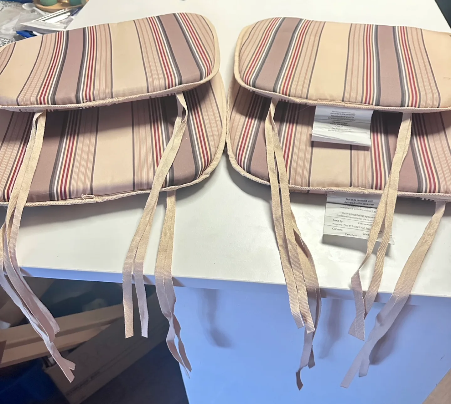 4 cushions Set  beige/brown striped pads outdoor/indoor image indicator(3)