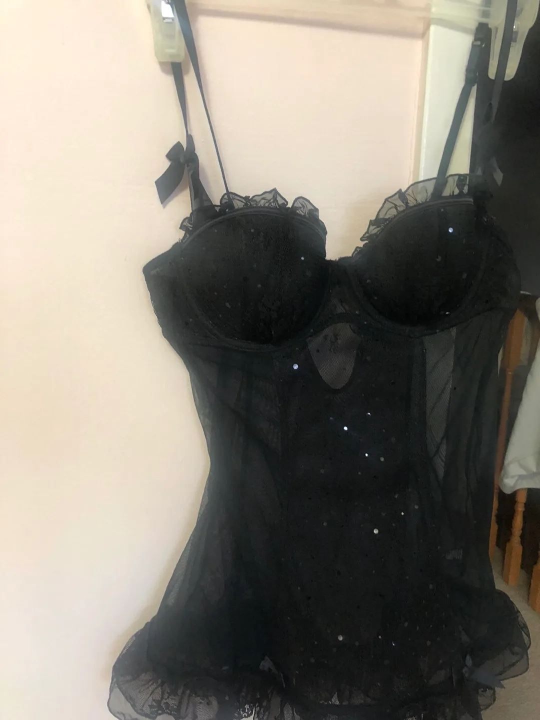 Two Victoria's Secret Corsets - Black & Pink image indicator(2)