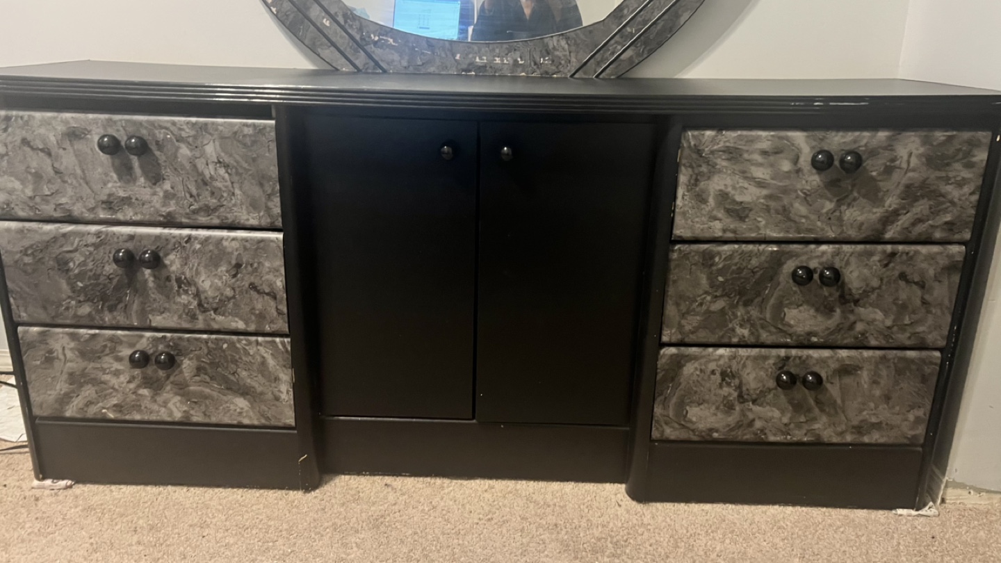 Black and Grey Vanity Dresser with Matching Mirror - photo 3