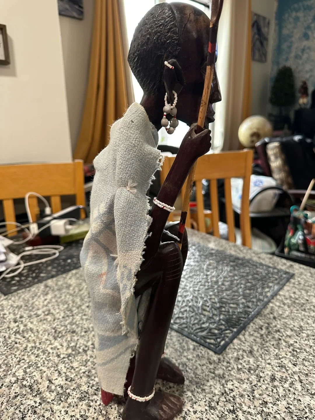 Hand-Carved Wooden 18’’ African Man thinker image indicator(4)